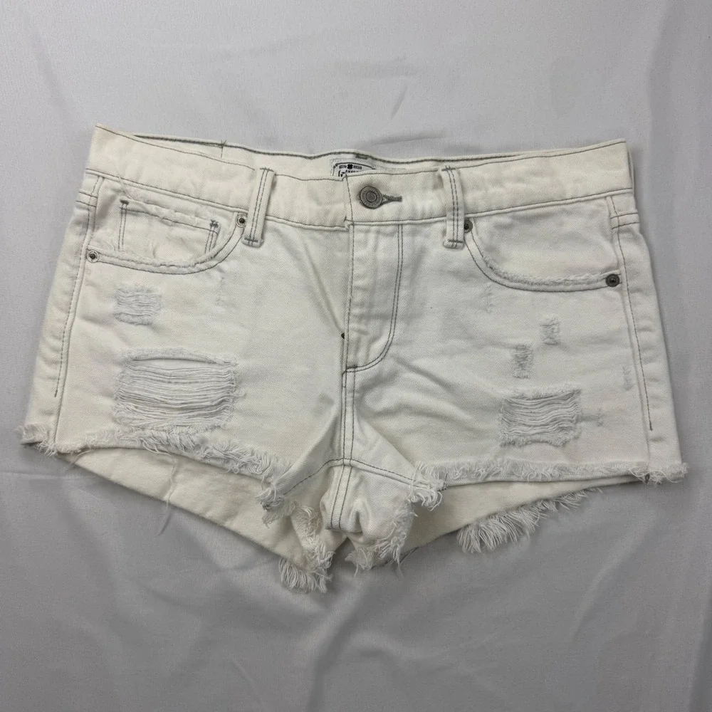 Lucky Brand The Cut Off Shorts Womens 2/26 White Distressed Frayed Denim 7WD1066
